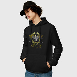 Толстовка-худи хлопковая мужская SPQR, цвет: черный — фото 2