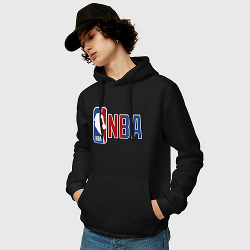 Мужская толстовка-худи NBA - big logo / Черный – фото 3