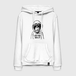 Толстовка-худи хлопковая мужская Monkey hipster, цвет: белый