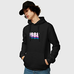 Толстовка-худи хлопковая мужская Made in 1988 vintage art, цвет: черный — фото 2