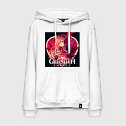 Толстовка-худи хлопковая мужская Геншин Импакт, любимым, цвет: белый