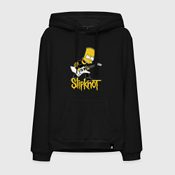 Толстовка-худи хлопковая мужская Slipknot Барт Симпсон рокер, цвет: черный