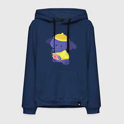 Толстовка-худи хлопковая мужская Слоник с кружкой, цвет: тёмно-синий