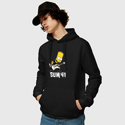 Толстовка-худи хлопковая мужская Sum41 Барт Симпсон рокер, цвет: черный — фото 2