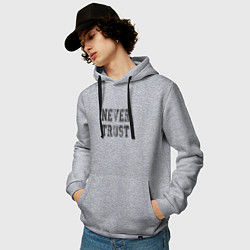 Толстовка-худи хлопковая мужская Never trust, цвет: меланж — фото 2