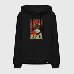 Толстовка-худи хлопковая мужская Obey frog, цвет: черный