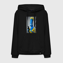 Толстовка-худи хлопковая мужская Marge Simpson and black cat - нейросеть - fantasy, цвет: черный