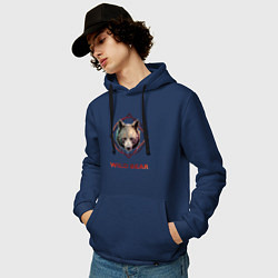 Толстовка-худи хлопковая мужская Медведь в рамке Wild Bear, цвет: тёмно-синий — фото 2
