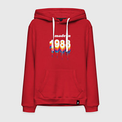 Толстовка-худи хлопковая мужская Made in 1988 liquid art, цвет: красный
