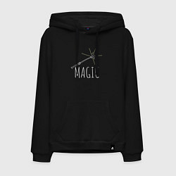 Толстовка-худи хлопковая мужская Magic надпись и волшебная палка, цвет: черный