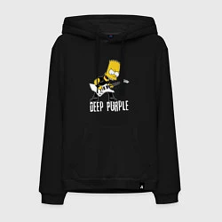 Толстовка-худи хлопковая мужская Deep Purple Барт Симпсон рокер, цвет: черный