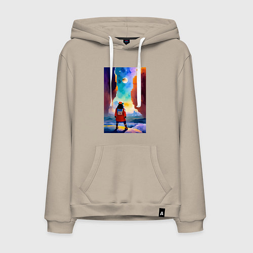 Мужская толстовка-худи Космическая девчонка - киберпанк / Миндальный – фото 1