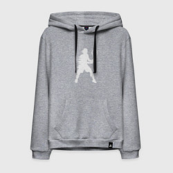 Толстовка-худи хлопковая мужская Белый силуэт теннисиста, цвет: меланж