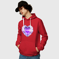 Толстовка-худи хлопковая мужская Хрустальное сиреневое сердце, цвет: красный — фото 2
