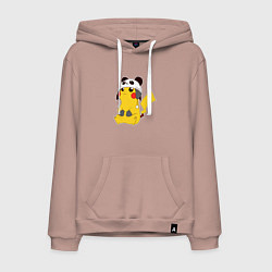 Толстовка-худи хлопковая мужская Pika panda, цвет: пыльно-розовый