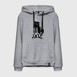 Толстовка-худи хлопковая мужская Кот Бегемот на примусе, цвет: меланж