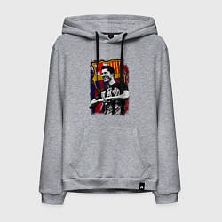 Толстовка-худи хлопковая мужская Левандовски Барселона, цвет: меланж