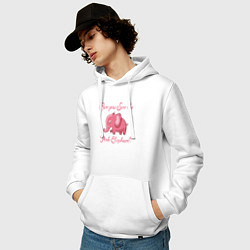 Толстовка-худи хлопковая мужская Ты видишь розового слона?, цвет: белый — фото 2