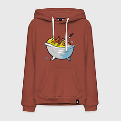 Толстовка-худи хлопковая мужская Уточка в ванне, цвет: кирпичный