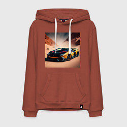 Толстовка-худи хлопковая мужская Lamborghini Aventador, цвет: кирпичный