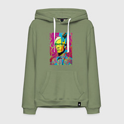 Толстовка-худи хлопковая мужская Andy Warhol - pop art, цвет: авокадо