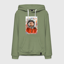 Толстовка-худи хлопковая мужская Гагарин арт, цвет: авокадо