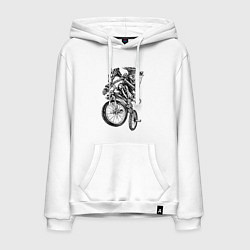 Толстовка-худи хлопковая мужская Extreme bones BMX, цвет: белый