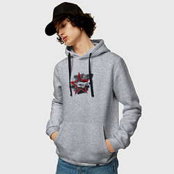 Толстовка-худи хлопковая мужская Як9 Самолет Победы, цвет: меланж — фото 2