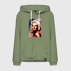 Толстовка-худи хлопковая мужская Монро Мэрилин, цвет: авокадо