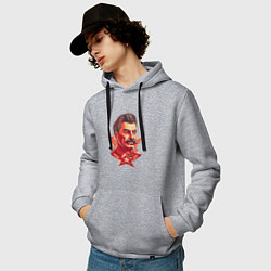 Толстовка-худи хлопковая мужская Граффити Сталин, цвет: меланж — фото 2