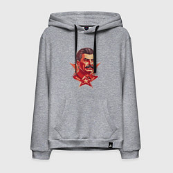 Толстовка-худи хлопковая мужская Граффити Сталин, цвет: меланж