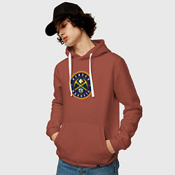 Толстовка-худи хлопковая мужская Denver Nuggets, цвет: кирпичный — фото 2