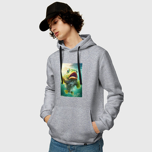 Мужская толстовка-худи Большой карп / Меланж – фото 3