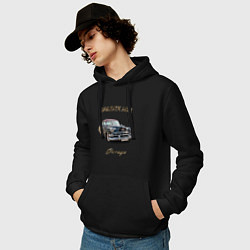 Толстовка-худи хлопковая мужская Классический автомобиль Chevrolet 210, цвет: черный — фото 2