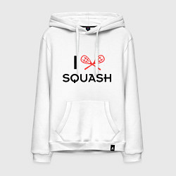 Толстовка-худи хлопковая мужская I Love Squash, цвет: белый