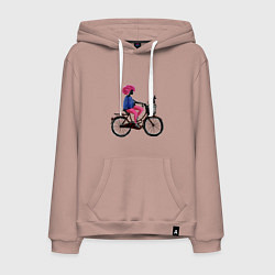 Толстовка-худи хлопковая мужская Девушка с собачкой на велосипеде, цвет: пыльно-розовый