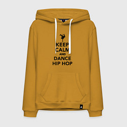 Толстовка-худи хлопковая мужская Keep calm and dance hip hop, цвет: горчичный