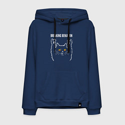 Толстовка-худи хлопковая мужская Breaking Benjamin rock cat, цвет: тёмно-синий