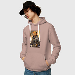 Толстовка-худи хлопковая мужская Cool capybara - steampunk - neural network, цвет: пыльно-розовый — фото 2