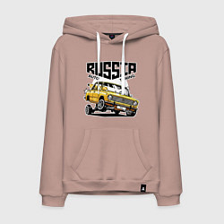 Толстовка-худи хлопковая мужская Russia tuning car, цвет: пыльно-розовый