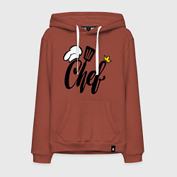Толстовка-худи хлопковая мужская Надпись - шеф повар, цвет: кирпичный