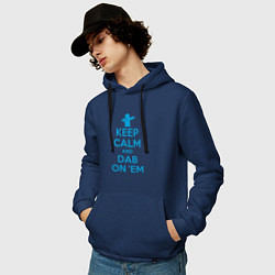 Толстовка-худи хлопковая мужская Keep calm and dab, цвет: тёмно-синий — фото 2