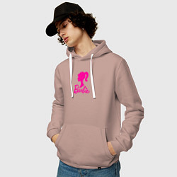 Толстовка-худи хлопковая мужская Розовый логотип Барби, цвет: пыльно-розовый — фото 2
