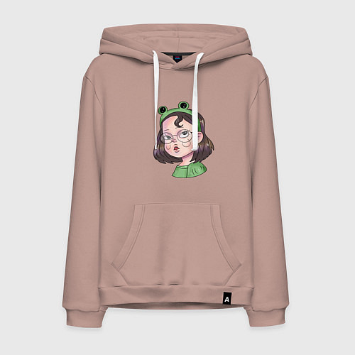 Мужская толстовка-худи Девочка лягушка / Пыльно-розовый – фото 1