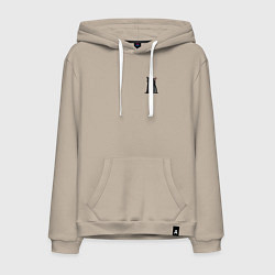 Толстовка-худи хлопковая мужская Кот с пустым взглядом, цвет: миндальный