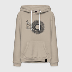 Толстовка-худи хлопковая мужская Vinyl style, цвет: миндальный