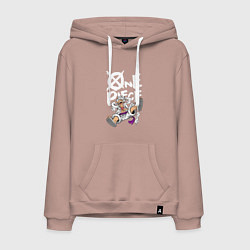 Толстовка-худи хлопковая мужская One piece - Луффи гир 5, цвет: пыльно-розовый