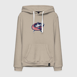 Толстовка-худи хлопковая мужская Columbus blue jackets - hockey team - emblem, цвет: миндальный