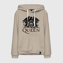 Толстовка-худи хлопковая мужская Queen - logo, цвет: миндальный