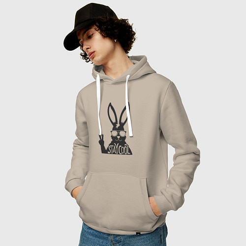 Мужская толстовка-худи Stay cool rabbit / Миндальный – фото 3